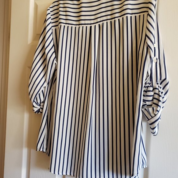 Express Portofino Shirt Button Down Long Sleeve Roll Tab Blouse Size Large - Picture 4 of 4